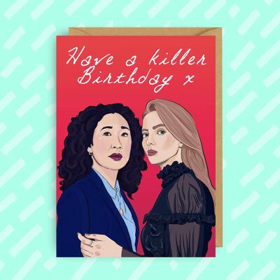Killing Eve inspirierte Geburtstagskarte | Villanelle | Vorabend