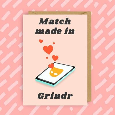 Match réalisé dans Grindr | Carte de Saint-Valentin | LGBT | Queer | Gays