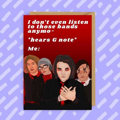 Tarjeta de cumpleaños MCR | Emo | Milenario | La música rock