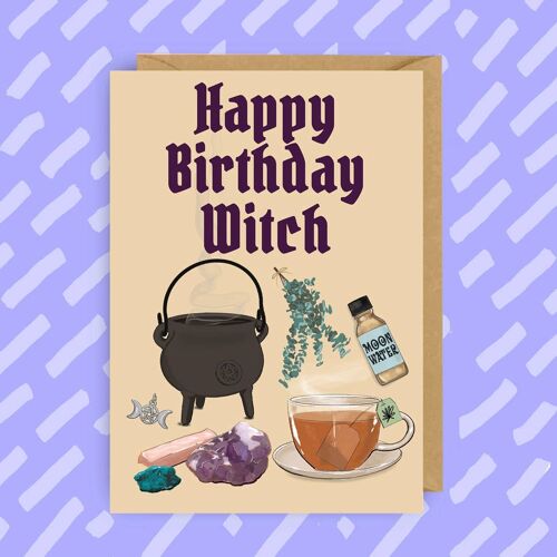 Witch Birthday card | Crystals | Insence | Spooky