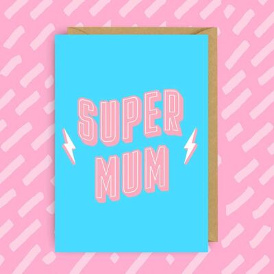 Súper mamá | Tarjeta de felicitación del día de la madre | Queer