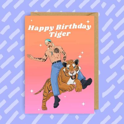 Tarjeta de cumpleaños del Rey Tigre | Tarjeta divertida | LGTB | Queer