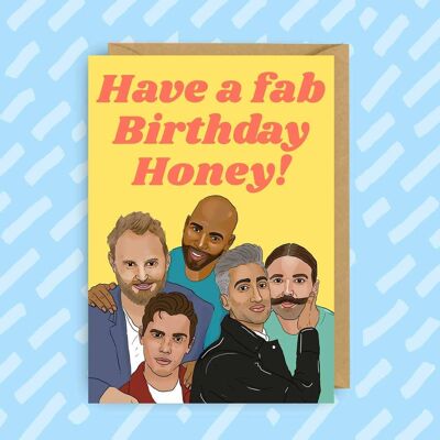 Fab 5 Happy Birthday Card | LGBTQI | Queer | Yas Queen | TV