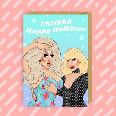 Tarjeta de Navidad Trixie Mattel y Katya Zamo UNHhhh | lgbt
