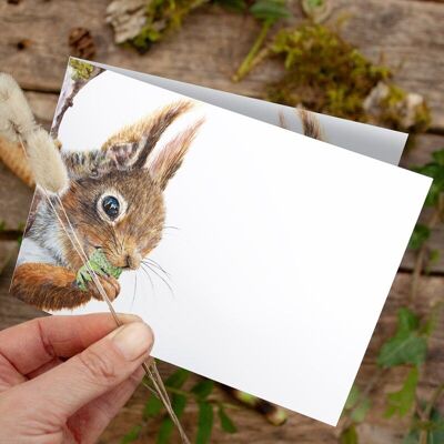 Folding card Christmas cheeky squirrel - PRINTED INSIDE with envelope