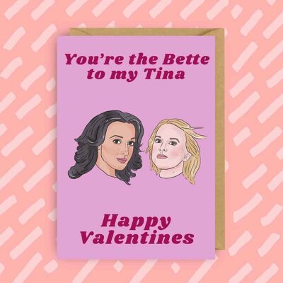 Tarjeta de San Valentín feliz de Bette y Tina con la palabra L