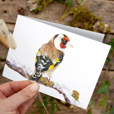 Folding card Christmas Goldfinch - PRINTED INSIDE with envelope