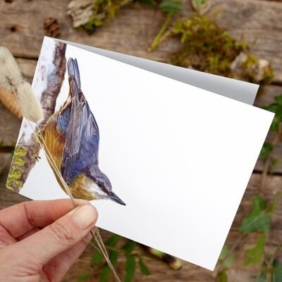 Folding card Christmas Nuthatch - PRINTED INSIDE with envelope