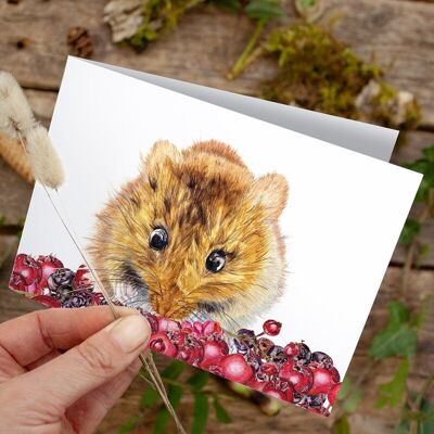 Folding card Christmas Dormouse - PRINTED INSIDE with envelope