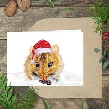 Carte pliante de Noël Chapeau de souris du Père Noël - IMPRIMÉE À L'INTÉRIEUR avec enveloppe 2