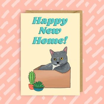 Carte de vœux Happy New Home par Cat | Maison neuve | Animal de compagnie 1