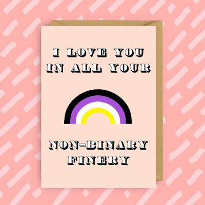 Carte Saint-Valentin non binaire LGBTQ | Queer| Enby | Anniversaire