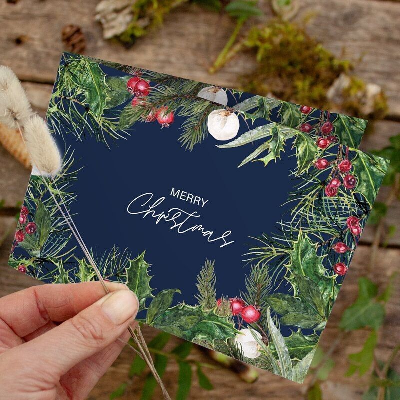 Biglietto natalizio pieghevole Buon Natale - INTERNO STAMPATO con busta