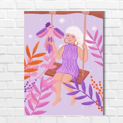 Wandkunst-Poster Mädchen – Swing-Poster