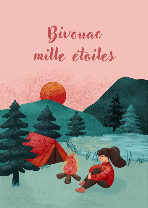 Wall art poster  hiking - Affiche Bivouac mille étoiles