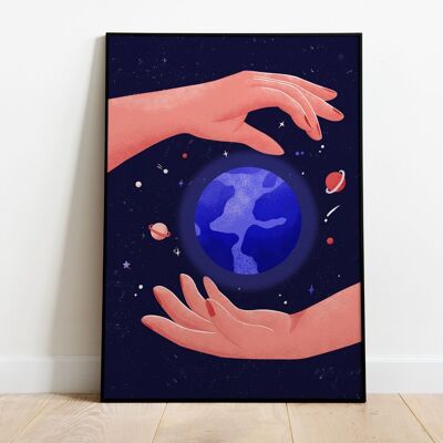 Wandkunstplakat Raum - Weltraumplakat - In den Händen