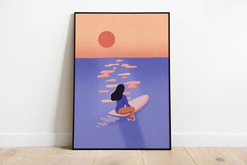 Wall art poster  surf - Affiche Surfeuse coucher soleil 5
