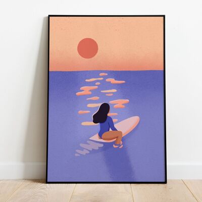 Wandkunst-Poster Surf - Surfer-Sonnenuntergang-Poster