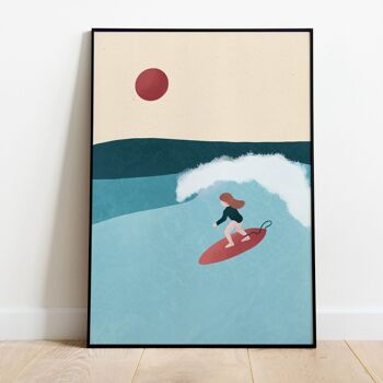 Affiche Surfeuse n°1 - wall art poster surf 1