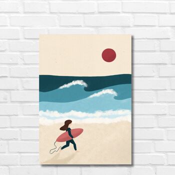 Wall art poster  surf - Affiche Surfeuse n°2 2