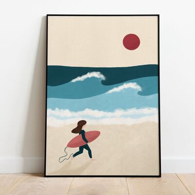 Wall art poster  surf - Affiche Surfeuse n°2