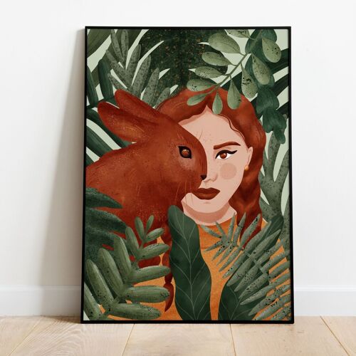 Wall art poster  nature animal - Affiche nature plante lapin