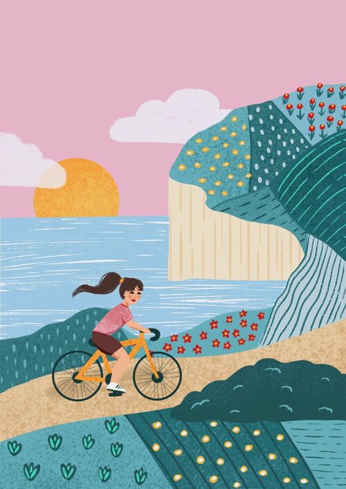 Wall art poster  bike - Affiche Vélo sur la côte