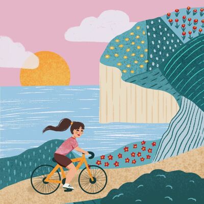 Wandkunstplakat Fahrrad - Fahrradplakat an der Küste