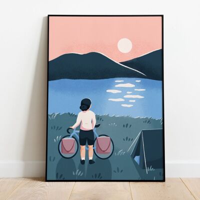 Wall art poster bike - Bicycle travel poster F