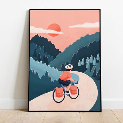 wall art poster bike - Bicycle travel poster H