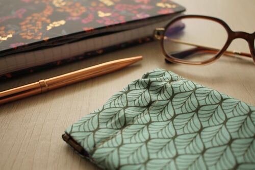 Etui à lunettes Edna feuilles vertes