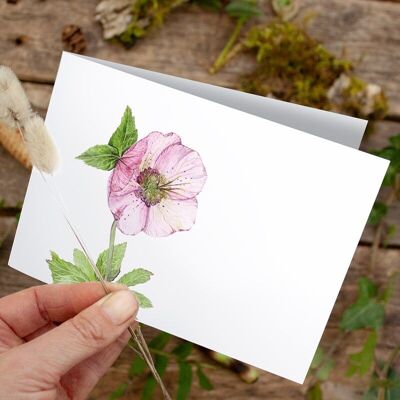 Folding card Christmas rose - PRINTED INSIDE with envelope