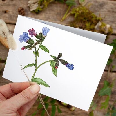 Tarjeta plegable Pulmonaria - IMPRESA EN EL INTERIOR con sobre