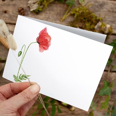 Poppy folding card - PRINTED INSIDE with envelope