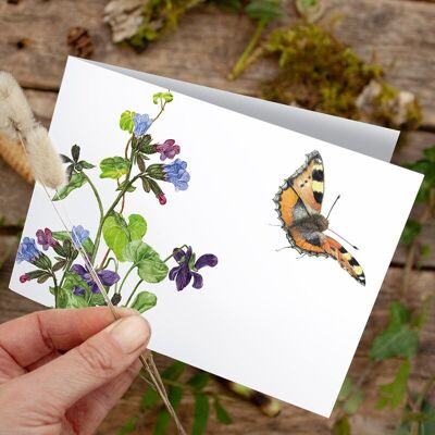 Tarjeta plegable Little Fox Butterfly - IMPRESA EN EL INTERIOR con sobre