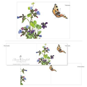 Carte pliante Petit Renard Papillon - IMPRIMÉE À L'INTÉRIEUR avec enveloppe 3