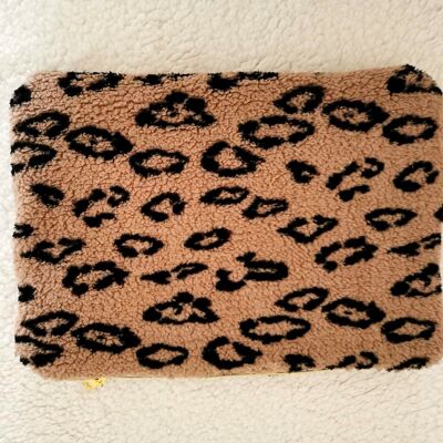 Maxi pochette femme tissu léopard