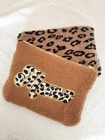 Maxi pochette femme tissu léopard 3