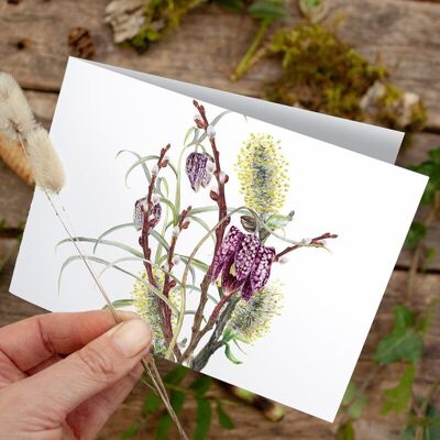 Carte pliante bouquet de printemps - IMPRIMÉE À L'INTÉRIEUR avec enveloppe