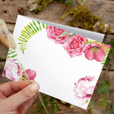 Folding card Red Roses - PRINTED INSIDE with envelope