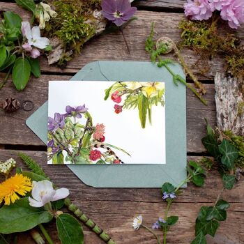 Carte pliante fleurs d'été - IMPRIMÉE À L'INTÉRIEUR avec enveloppe 2