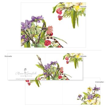 Carte pliante fleurs d'été - IMPRIMÉE À L'INTÉRIEUR avec enveloppe 3