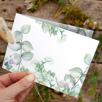 Folding card Eucalyptus “Greenery” - PRINTED INSIDE with envelope