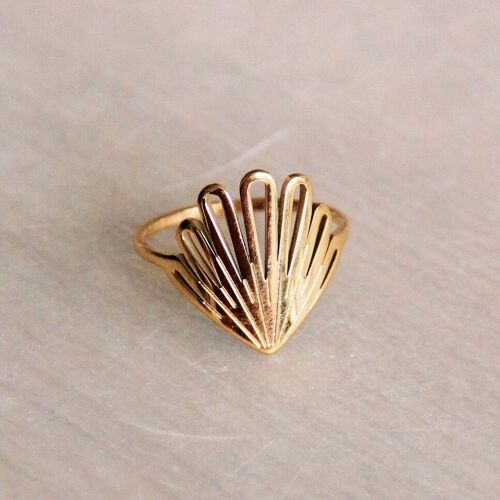 Stainless steel ring SHELL – gold