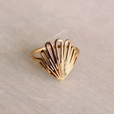 Stainless steel ring SHELL – gold
