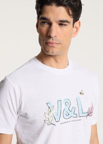 V&LUCCHINO - T-shirt basique manches courtes Graphique V&L feuilles 3