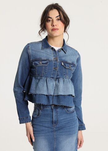 V&LUCCHINO - Veste Jean à volants Medium Wash 1