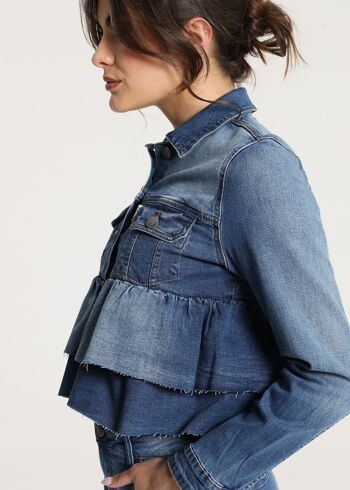 V&LUCCHINO - Veste Jean à volants Medium Wash 3