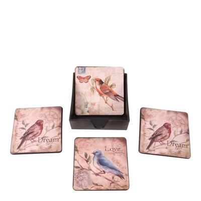 Coasters square 11 cm Birds ASS/3