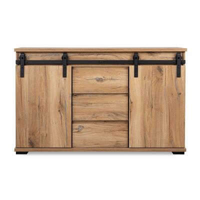 Sideboard with 2 Sliding Doors and 3 Central Drawers L140 cm - MANZANO